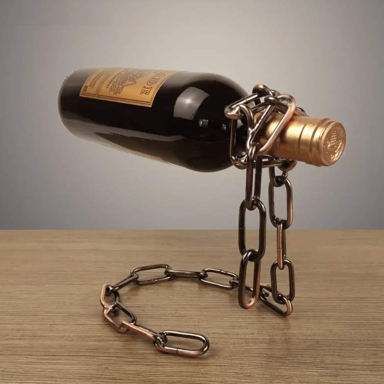 Porte-bouteille de vin avec chaîne en fer magique